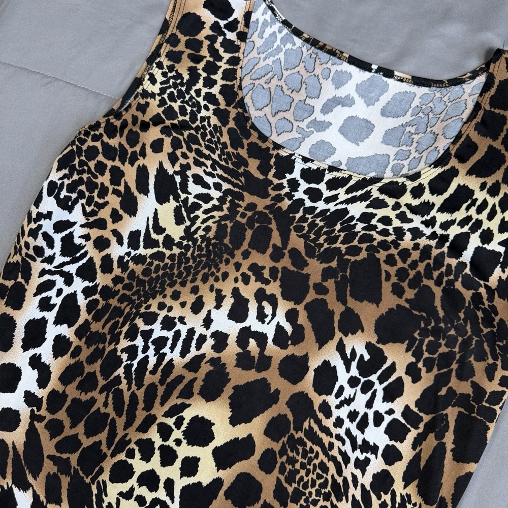 Vintage Sharon Max Leopard Print Tank Top Womens XXL Made in the USA Y2K Cheetah
